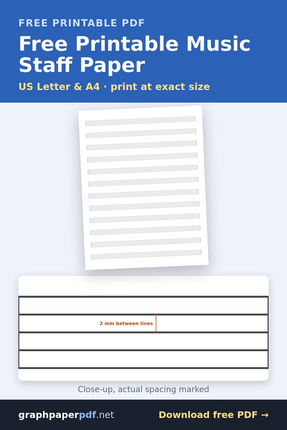Free printable Staff paper graph paper pin
